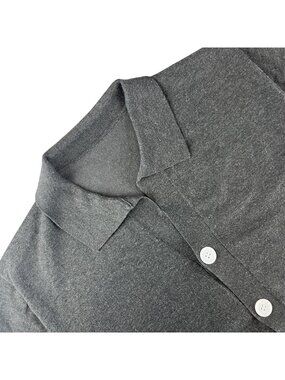 Mens Cardigan Sweater Medium Gray Collared Button Front Stretch Knit Casual Soft